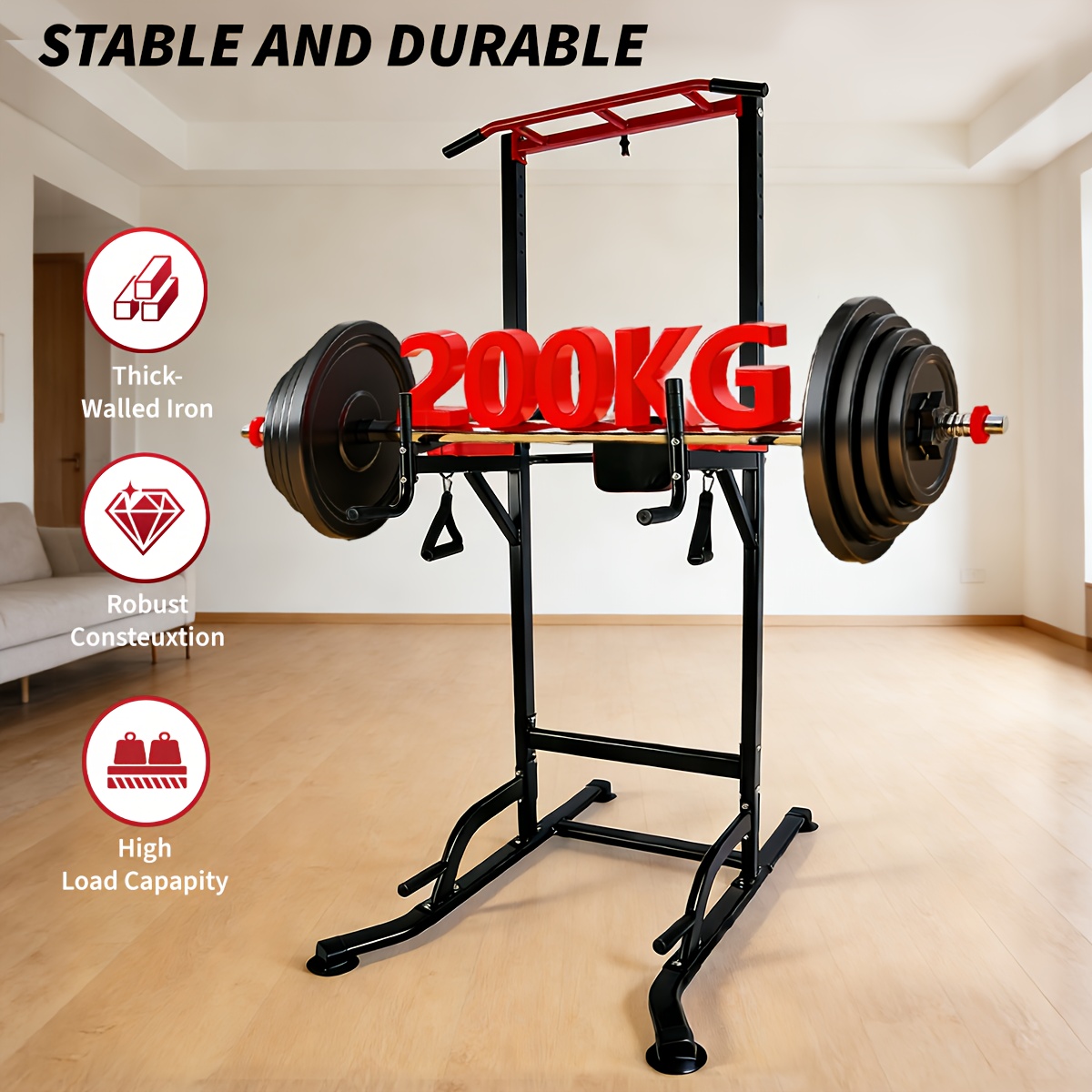 High-quality Pull-up Bar With Adjustable Height, Multifunctional Home Fitness Equipment, Sturdy And Durable, Includes Push-up Board And Abdominal Trainer, Ideal For Home Strength Training!