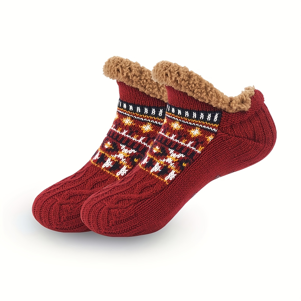 1 Pair Of Warm Indoor Non-slip -lined Floor Socks, Couple's Style, Socks, Non-slip Floor Socks