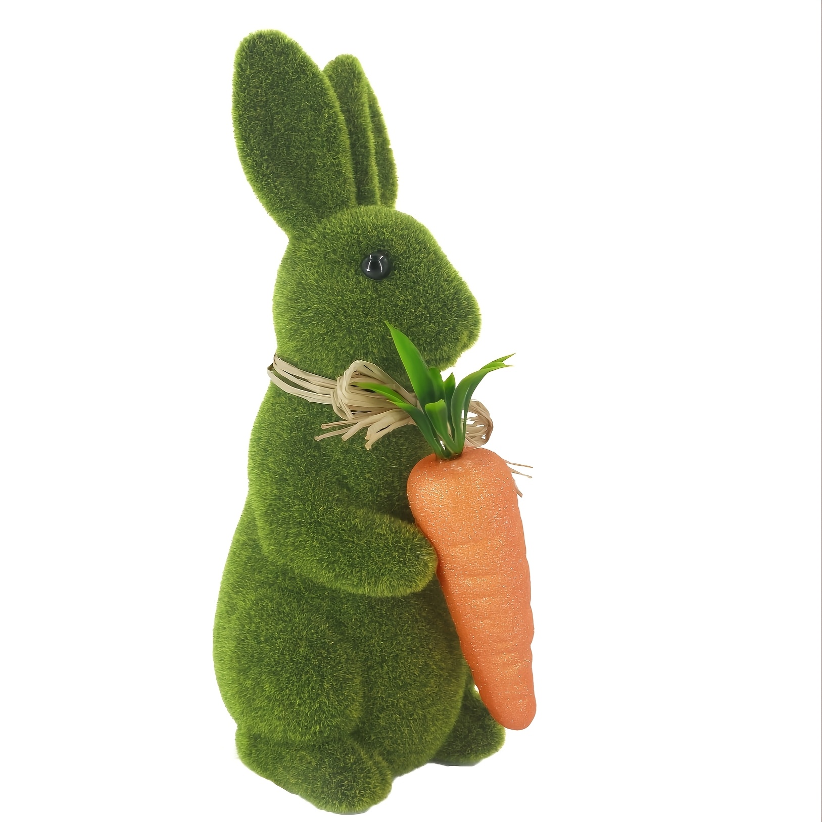 Easter Decorations Fake Bunny Decorations, 12 Inch Artificial Moss Flocked Rabbit Figurines, Artificial Green Furry Easter Bunny Statue For Spring Easter Home Office Table Decor, Party Supplies Gifts