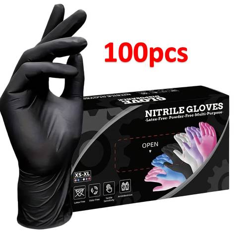 100pcs of black disposable nitrile gloves free and powder free ideal for tattooing and salon cleaning disposable apparel
