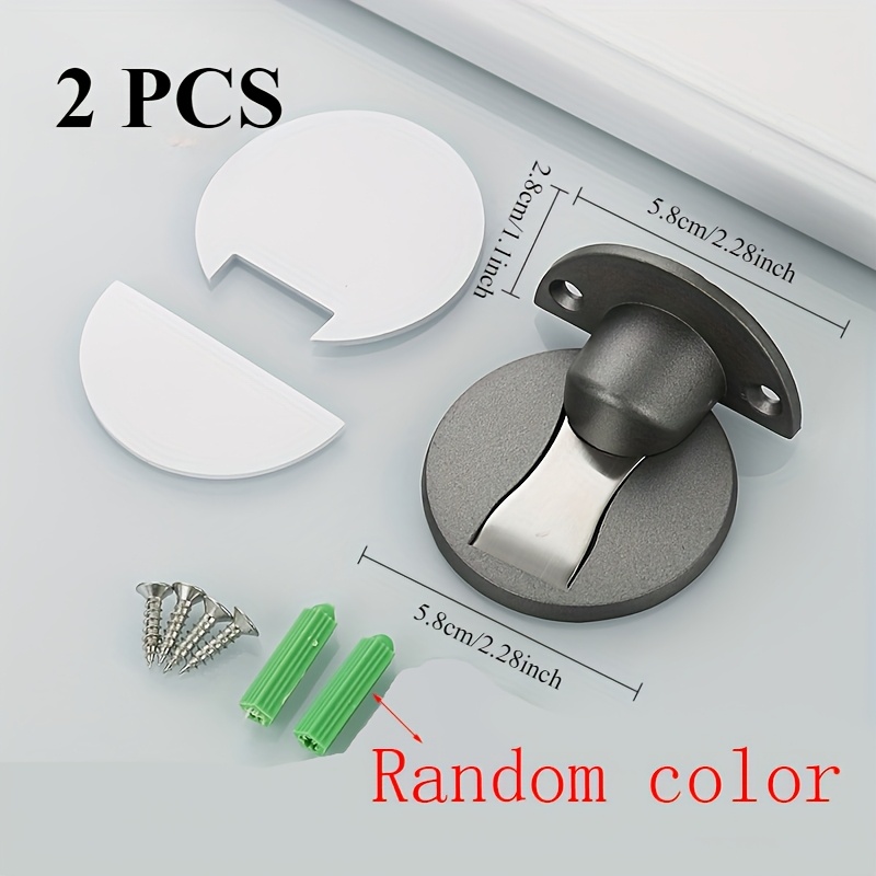 TEMU 2 topes de puerta ajustables aleatorios - Magnéticos, sin taladro, montados en el piso, mate, perfectos para puertas de dormitorios y baños,
