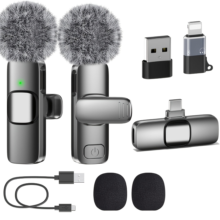 Image of Kouzone Professional Dual Wireless Lapel Microphone System, Mini Clip- With Noise Reduction All Iphones & Androids (usb-c + Lightning) Day Gift