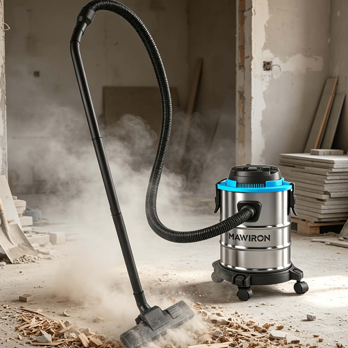 Image of 21l Heavy Duty Wet Dry Vacuum Cleaner Tank Wheeled Shop Vac, Complete Accessory Nozzle Set, Strong Suction Wet Dry Vac For Leaf , Backyard Patio, Basement, Workshop Industrial Cleaning