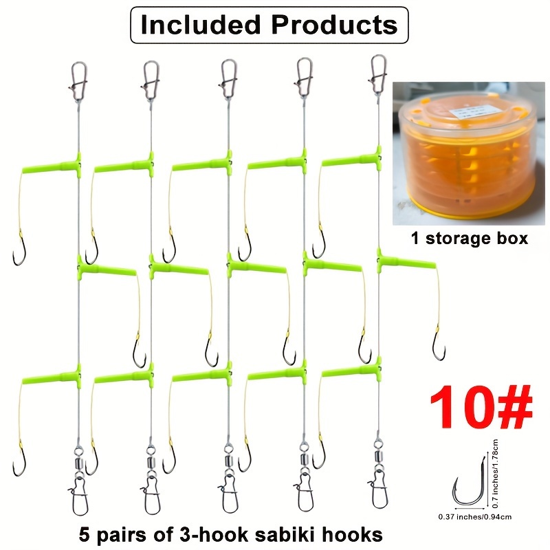 Image of 5 Sets Of Fishing Hooks, 1 Storage Box, Made Of High-quality Nylon Material, Connection, Anti- Fishing Hook With Storage Box.