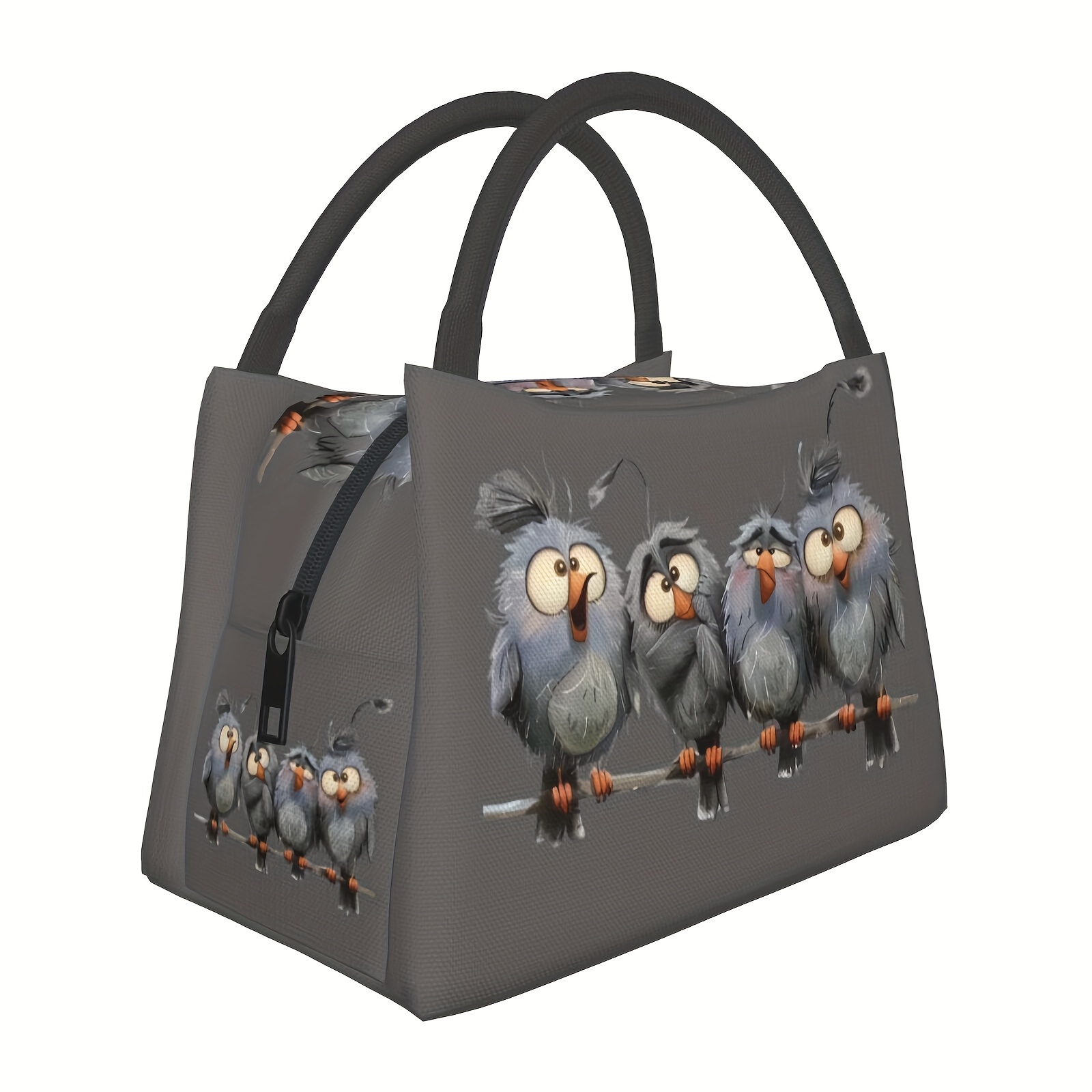 

Bird Pattern Insulated Lunch Bag - Reusable, Portable For Work, Picnics & Beach - Polyester, Hand Washable