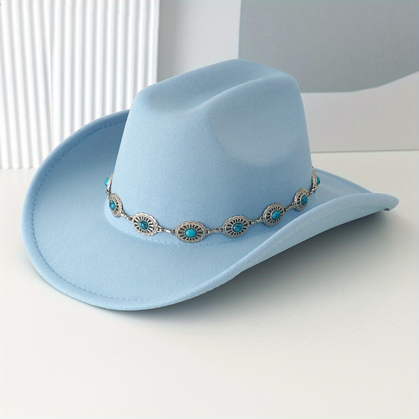 1pc womens mens unisex cowgirl hat turquoise - Temu United  display picture 3