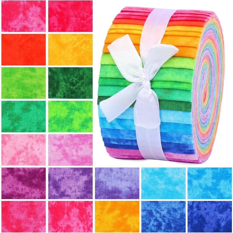 TEMU 40pcs Pack Fabric Suitable For Sewing - 40pcs Bundles Of Vibrant Geometric Sewing Fabric, Hand Wash Only, Washable, Ideal For Diy , Doll Making,