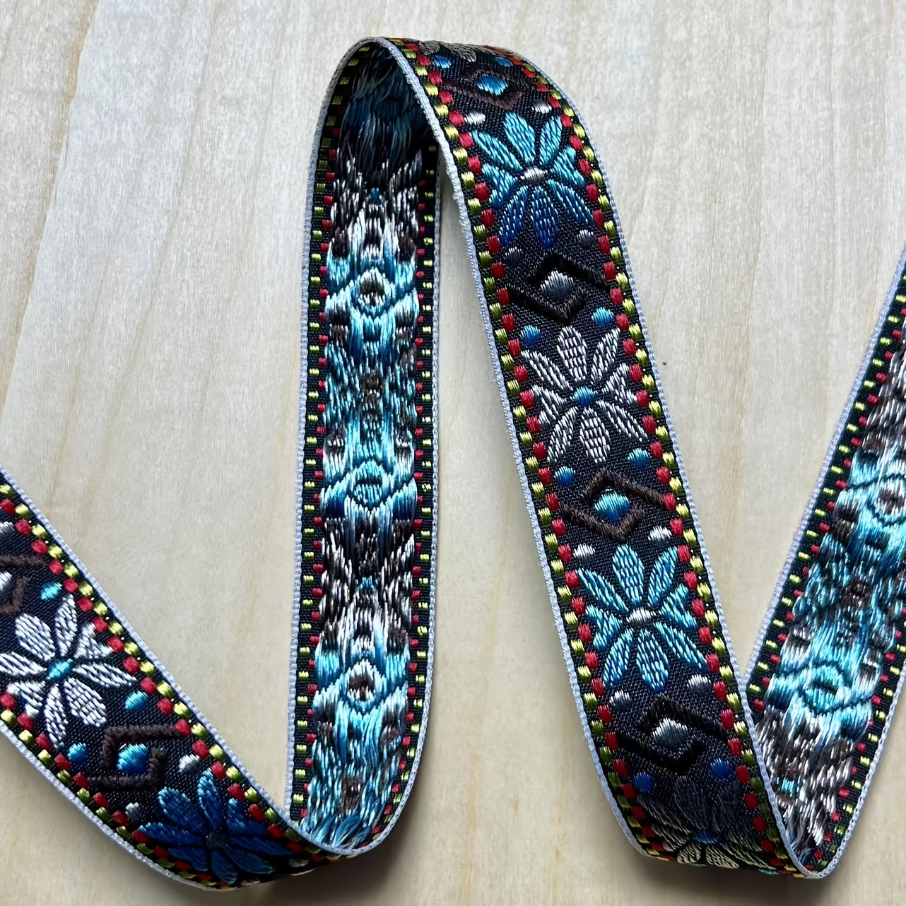 Image of 2m/2.1 Yards 25mm 1pc Bohemian Thick Ethnic Ribbon Decoration - Diy Sewing Decorative Clothes, Bags, Backpacks, Keychains And Fabric Crafts - Ethnic Style Clothing Supplies And Accessories