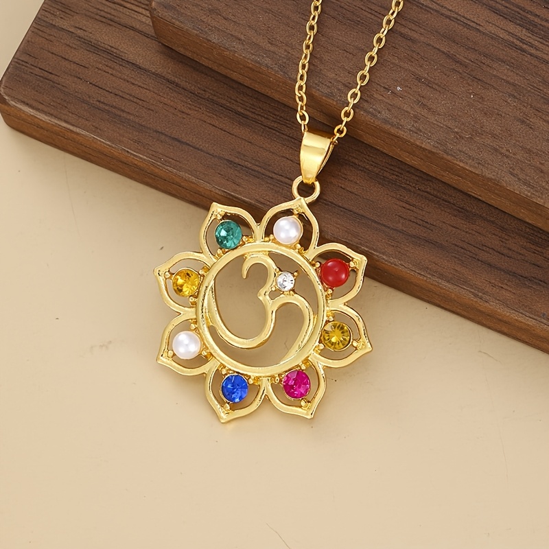 TEMU Un collier pendentif vintage , incrusté de synthétique, adapté aux hommes et aux femmes, idéal pour la pratique de la méditation, quotidienne et