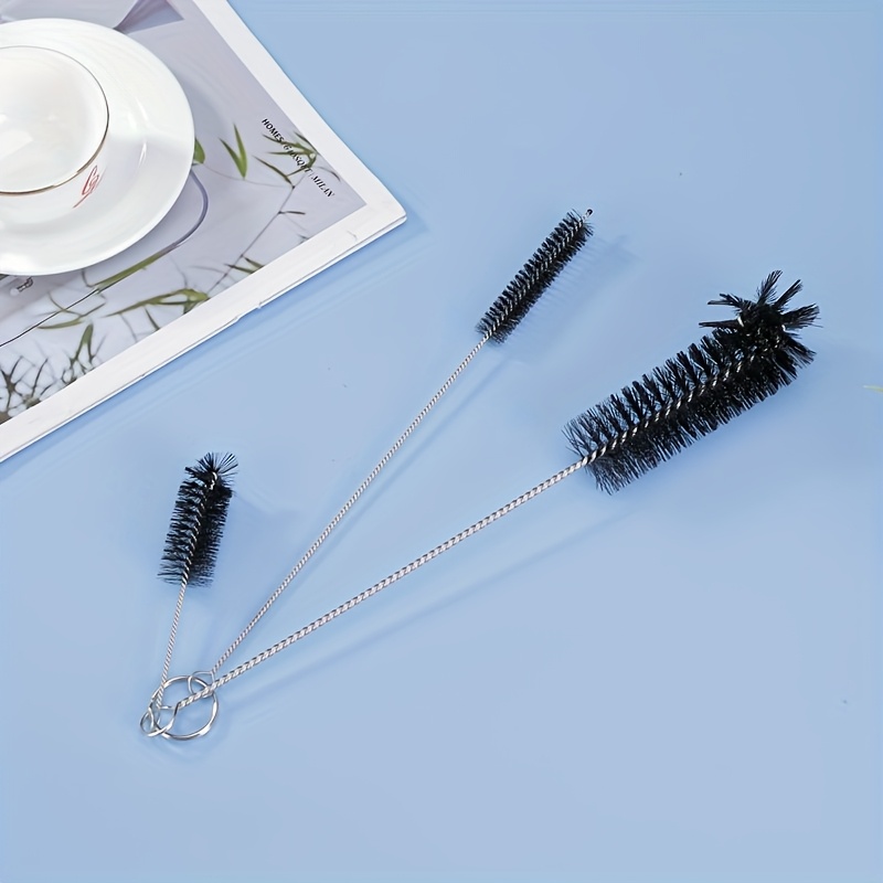 TEMU 304 Stainless Steel Cleaning Brush 3pcs Set Teapot Cup Cleaning Tool Brush Straw Brush Kitchen Multifunctional Cleaning Artifact