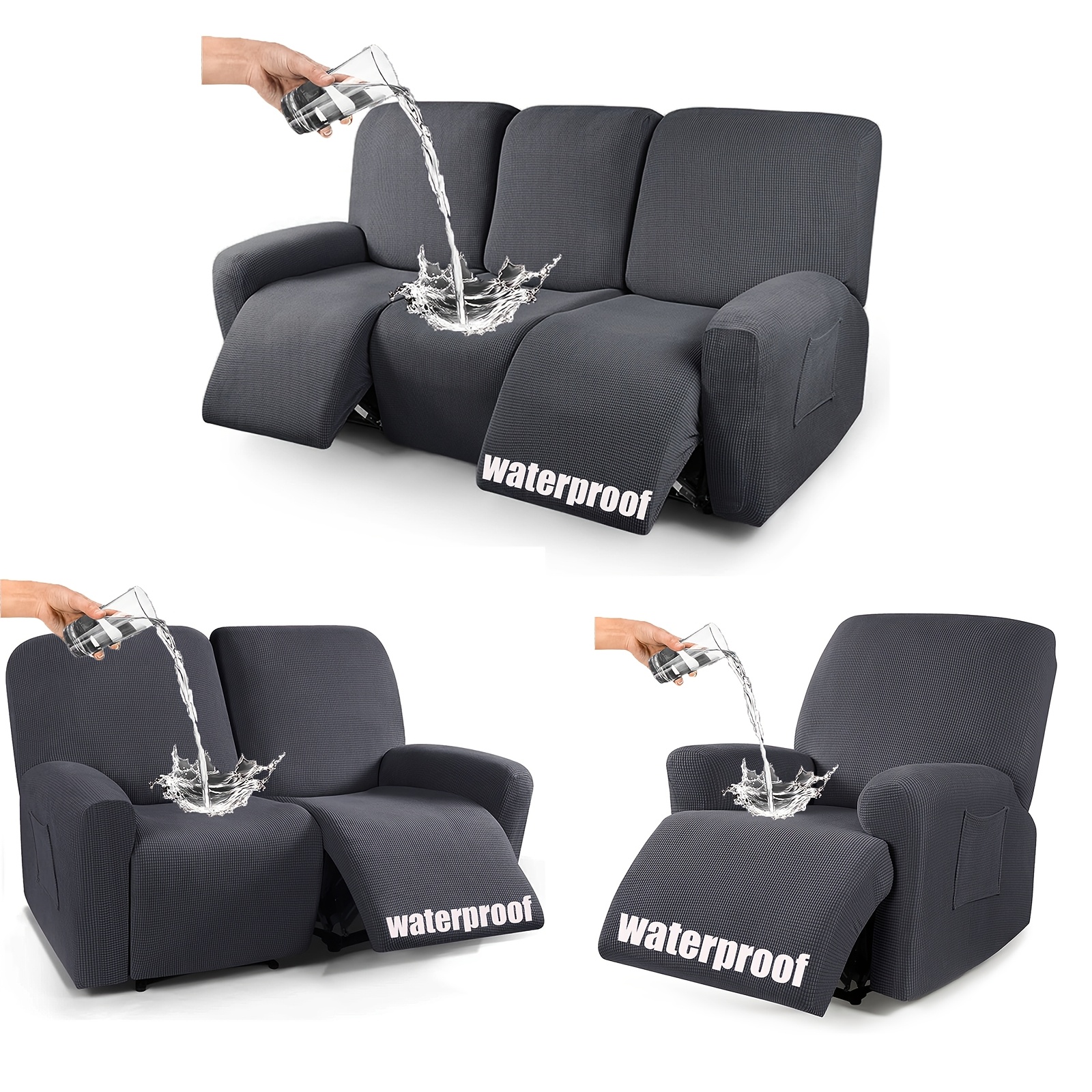 Housse De Fauteuil Inclinable Extensible – 2 Pièces, Oreilles, Polyester, Beige