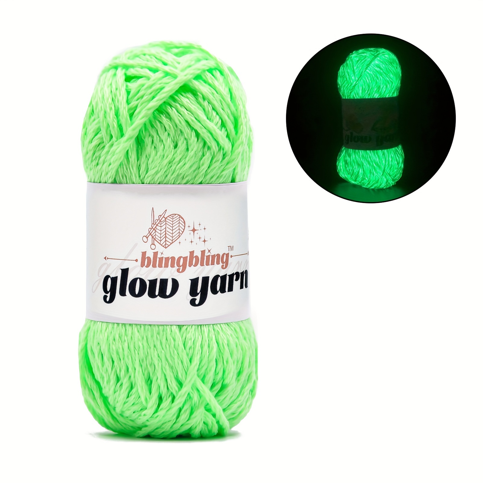 Image of -the-dark Yarn, 50g/1.76oz - 55yd, Vibrant Colors For Diy Knitting & Crochet Crafts, 100% Polyester Fiber, Ideal For Art Projects, Knitting Accessories And Supplies