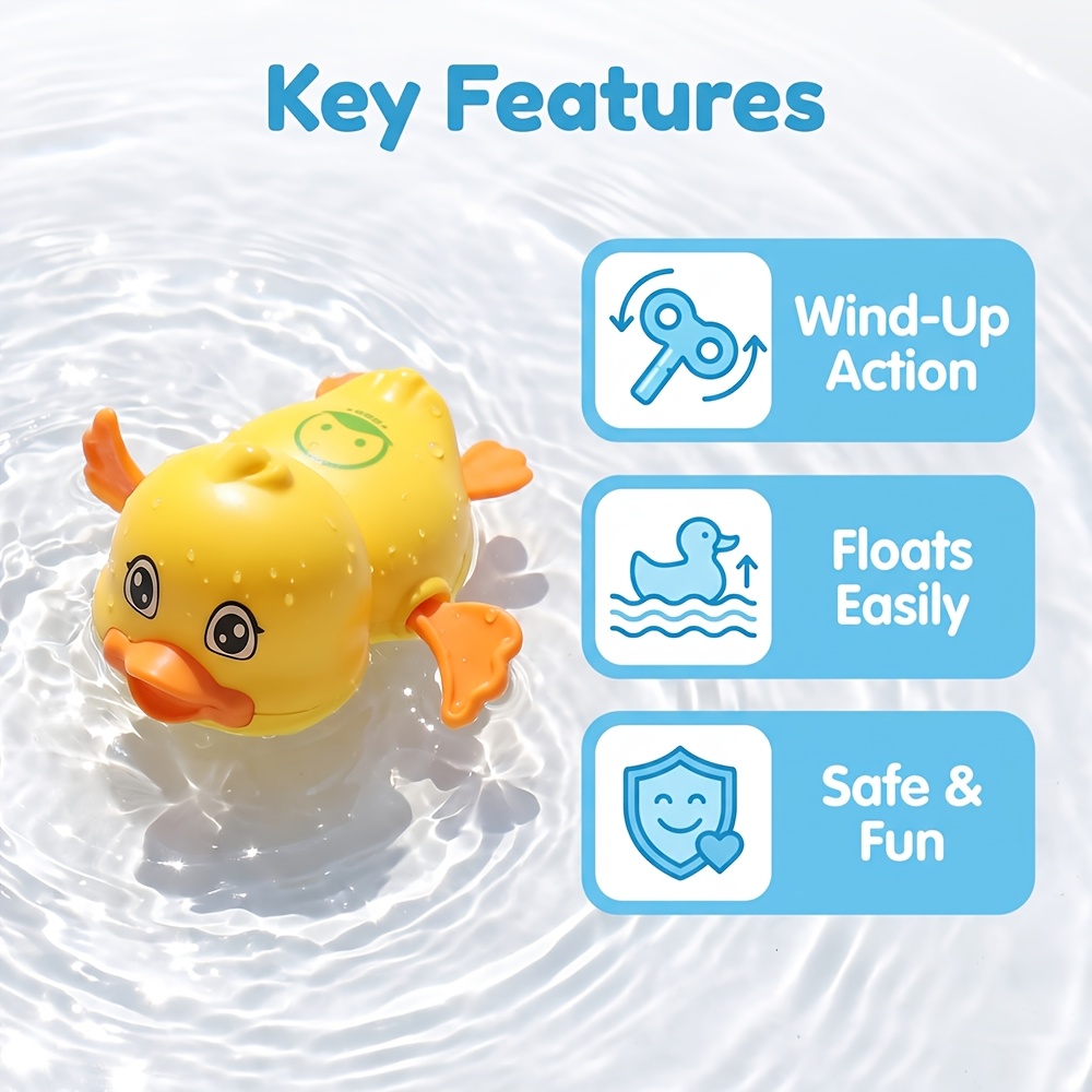 2pcs Cute Yellow Duck Bath Toy Wind-Up Clockwork