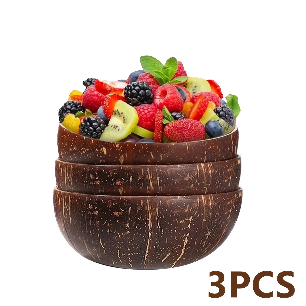 Temu – TEMU Coconut Shell Bowls Polished Wooden Bowls Bowls Salad Bowls For Smoothie, , Fruit, Salad & Yogurt – And Serving Bowls, Kitchen Decorcc, Rustic