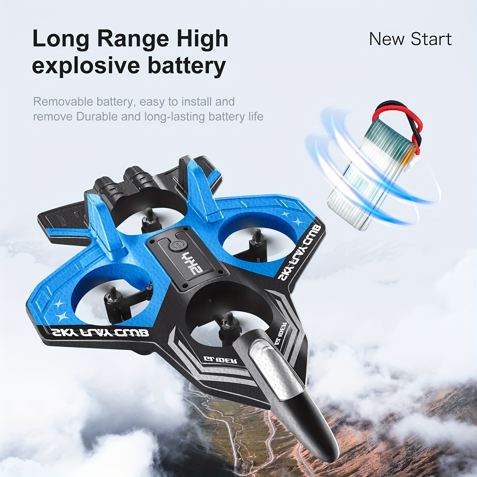 [Crash-proof Fighter] EPP Anti-Crash RC Airplane | Four-Channel One-Touch Stunts | Auto-Hover | Colorful LED Light Effects | Newbie Mastery In 10 Mins | Includes Spare Propellers