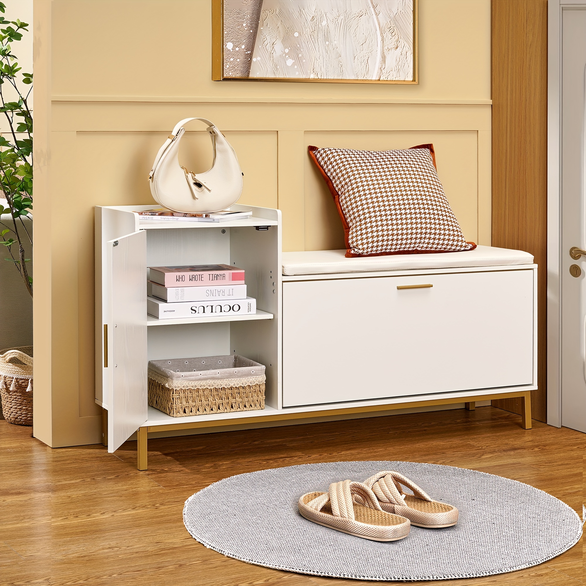 Entryway Bench Shoe Storage Bench With Flip Drawer Storage Bench