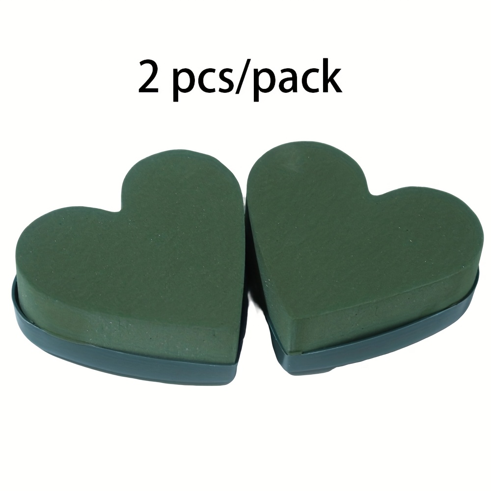 TEMU Mousse florale de cœur vert/cœur , base pour arrangement floral de table, 13 cm de large, vendue par lot, 2 pièces par lot, idéale pour floral,