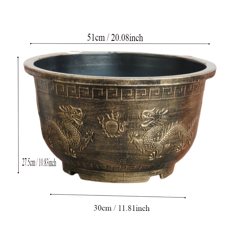 TEMU Buy 1 Get 1 Free, Total Of 2pcs Dragon-themed 20 Inch Resin Flower Pots - Christmas And Halloween Flower Pot - Intricate Design, Fish-friendly,