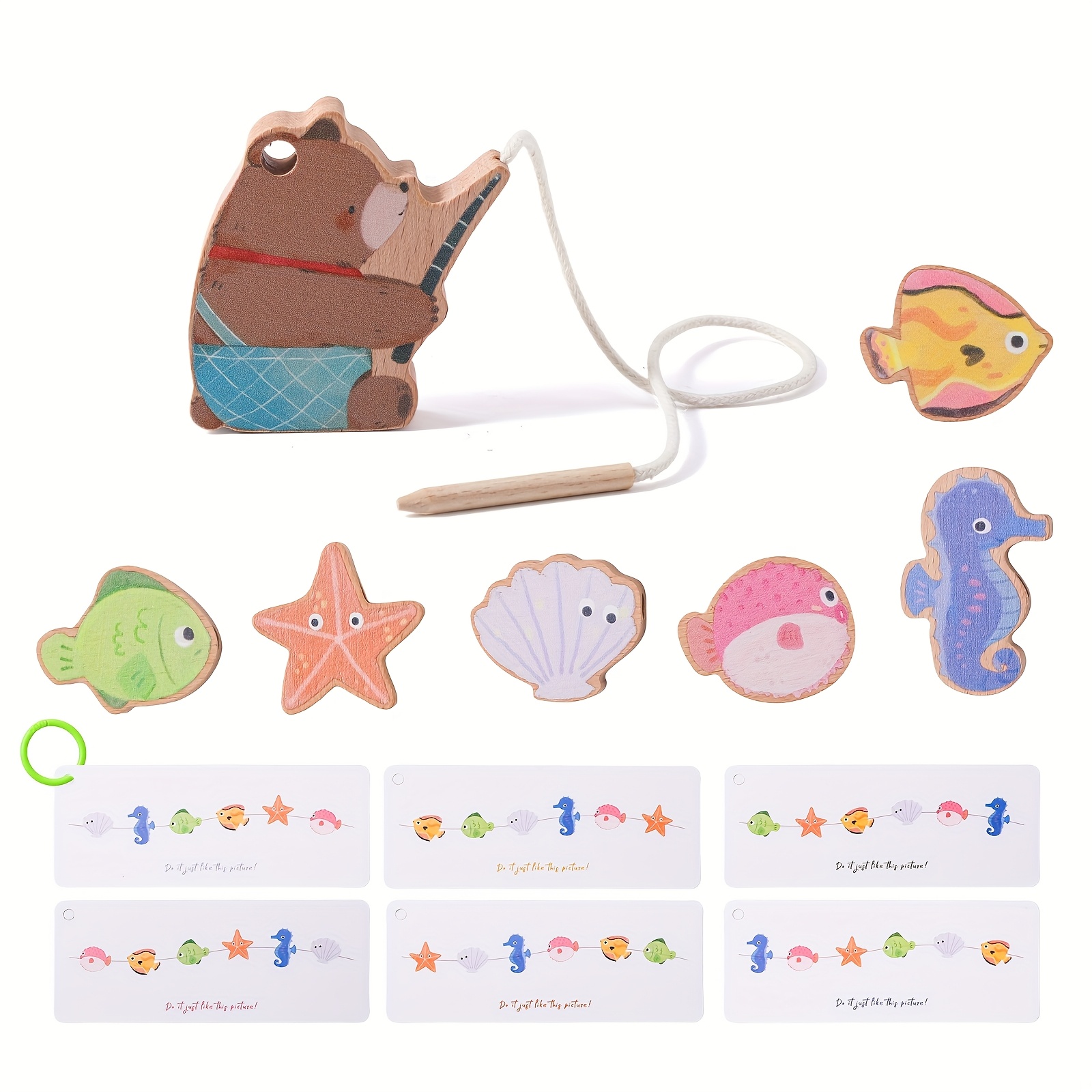 Intelligent Bear Fishing Threading Toy, Concentration Training Bead Stringing Game, Hand-eye Coordination Manual Toy, Christmas Halloween Birthday Gift