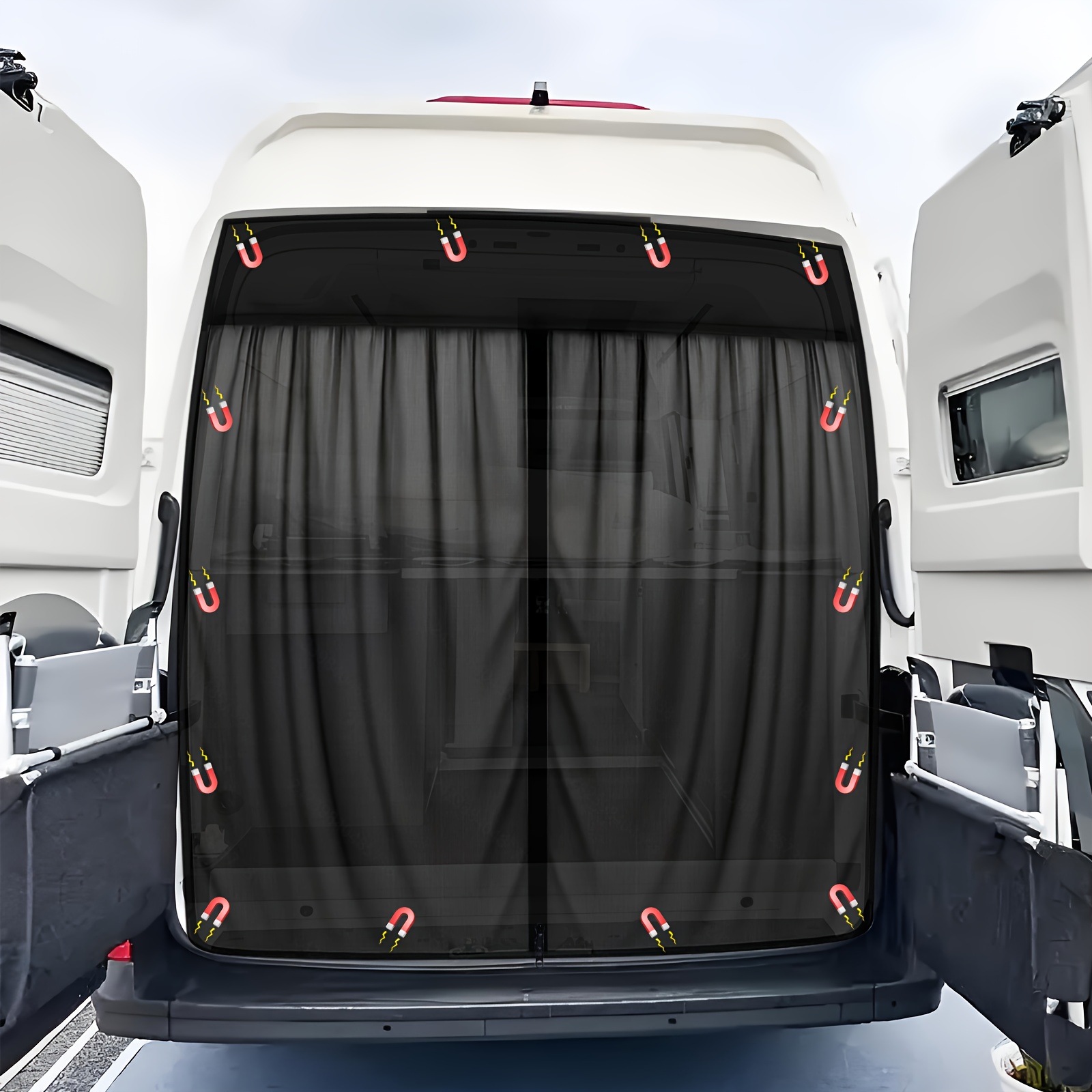 Image of Van Bug Screen For Campervans, Magnetic Edge Van Bug Net Mesh Curtain Fit For And Campervans, Net For Rv Screen Rear Door And Side Door