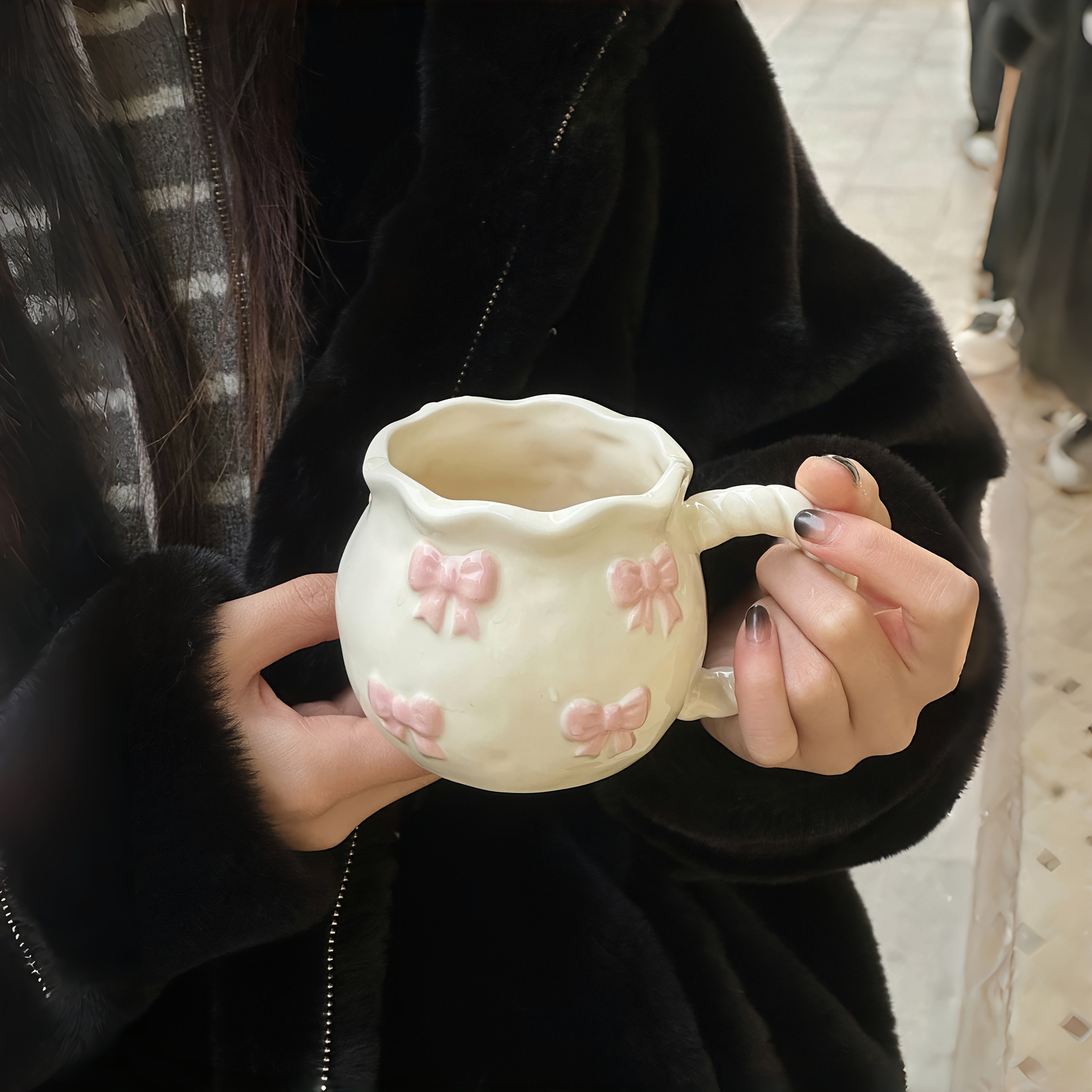 Tasse à Café En Céramique Avec Cœur Rose