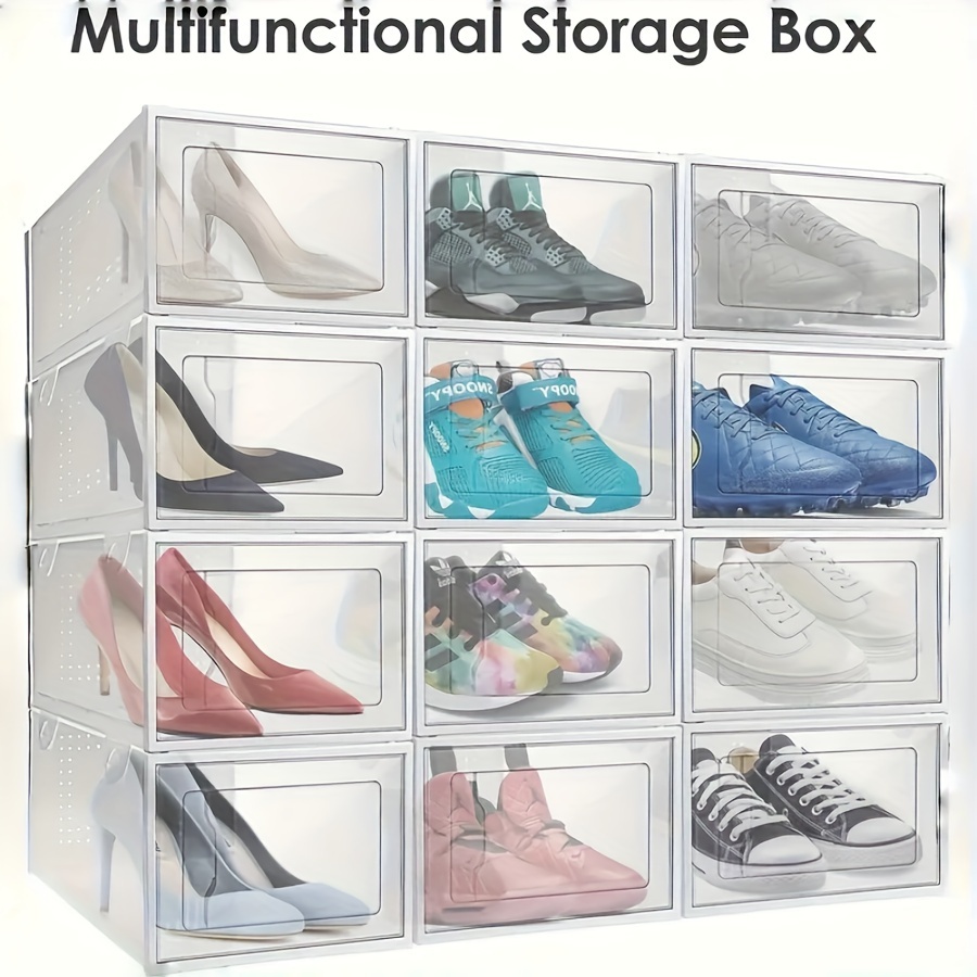 

Versatile 3-layer Shoe Organizer - Dustproof & Moisture-proof Transparent Storage Box, Foldable Design For Home Organization