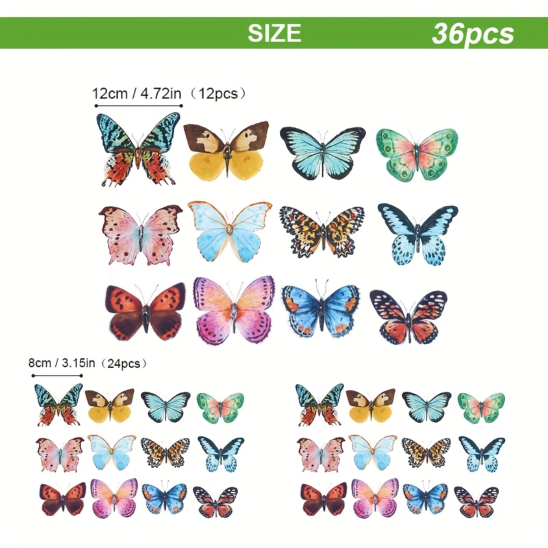 Image of 24pcs/36pcs 3d Colorful Watercolor , Waterproof Pvc Simulation , Diy Decoration, Suitable For Wedding Party Decoration, Valentine's Day Gift Flower Decoration