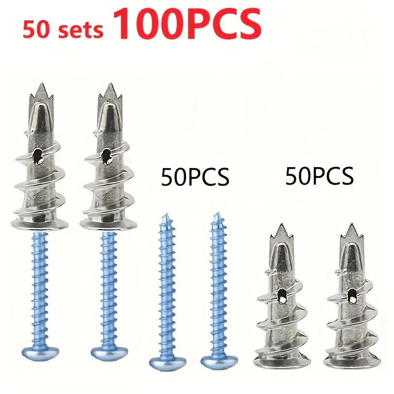 E-shop 50 Stück (25 Sets) / 100 Stück (50 Sets) Legierung Selbstschneidende Anker Schrauben Set, Hohle Schwanz Spiral Expansion, Wandbefestigung