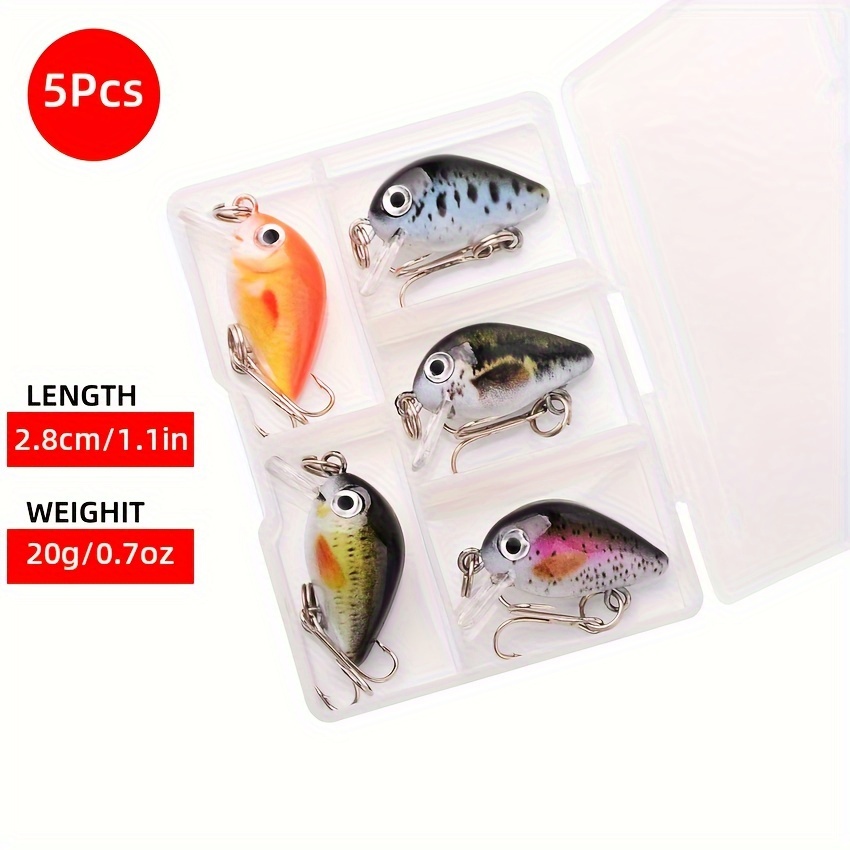 5pcs Mini Crankbaits Bass Fishing Lure Set 2.8cm/1.1inch 2g