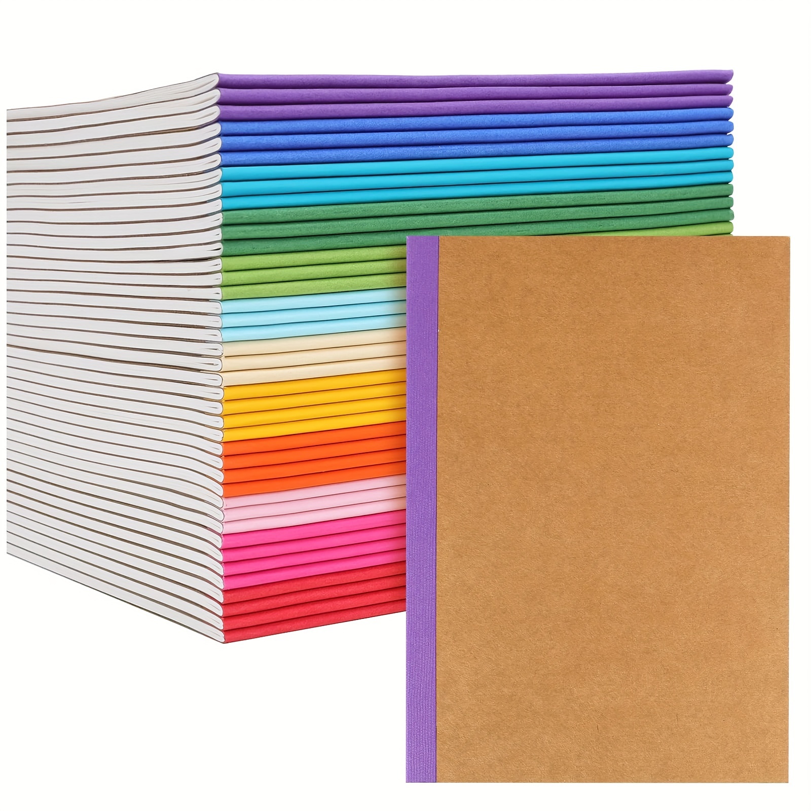 

40 Pack A5 Kraft Notebooks, 5.5x8.3 Inchhes Composition Notebooks, Lined Journal Bulk 12 Colors With Rainbow Spines, 60 Pages For Home, Travel, Daily Record And Office