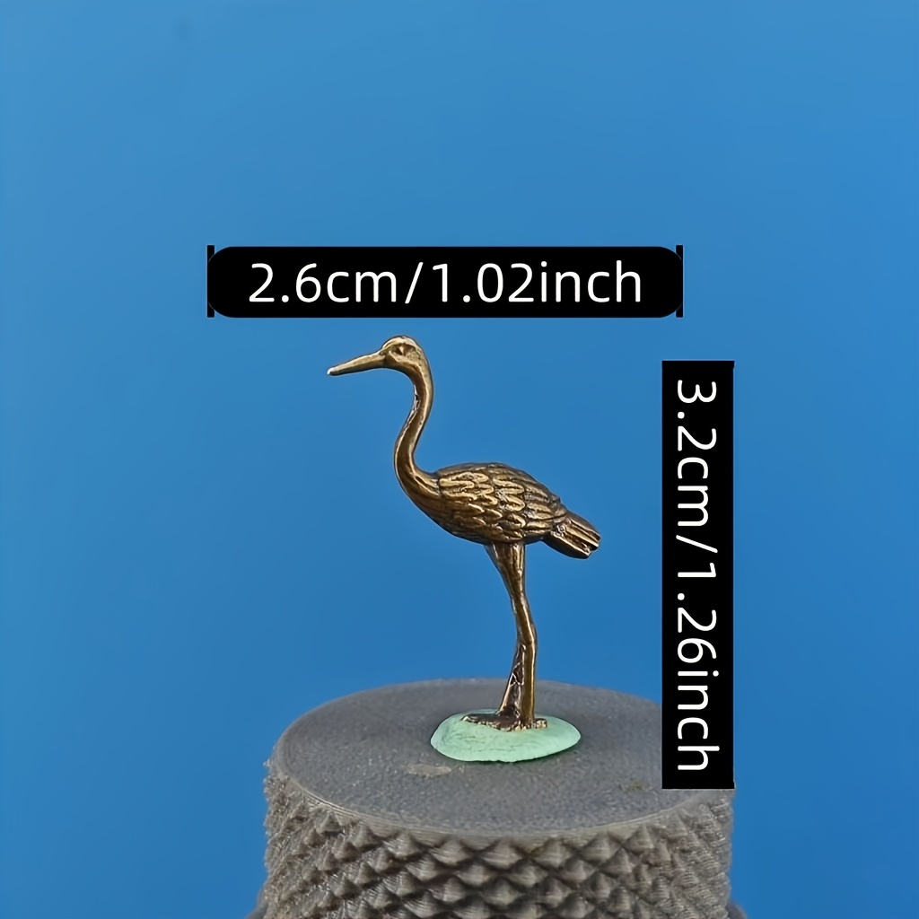 TEMU Décoration de grue debout simulée en laiton, micro , , bonsaï, ornement de paysage sec, modèle, accessoire de photographie, figurine de grue