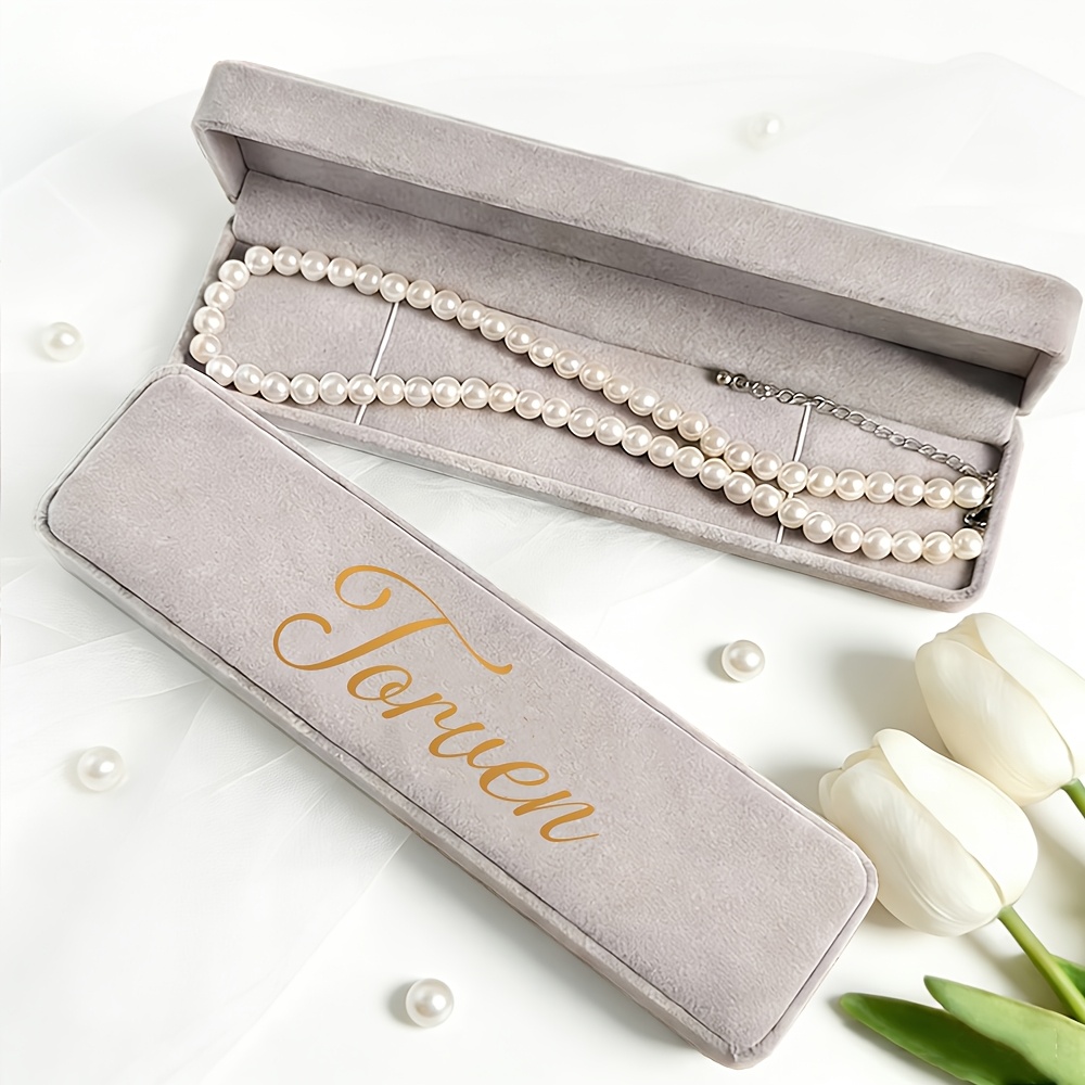 Personalized Velvet Necklace Box, Custom Name Organizer