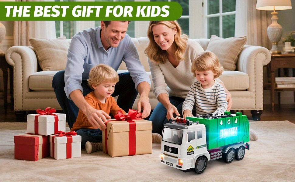 HOT MODEL KIDS TOY SANITARY TRUCK WITH 4D LIGHTS AND SOUNDS - Battery Powered Auto Bump And Go Car - Sanitary Truck Stickers