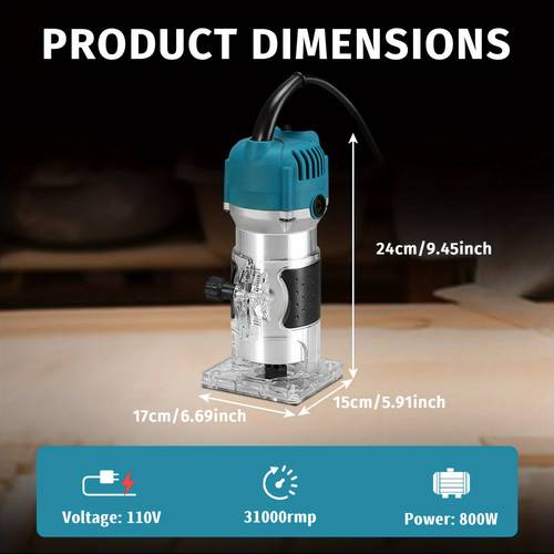 wood router 800w compact router tools for woodworking 3500 rpm hand trim router with 15pcs 1 4 router bits set edge guide roller guide and portable tool box
