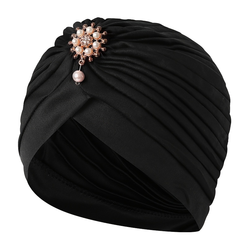 E-shop 1 Stück Damen Einfarbige Mode Beanie Perlenanhänger Kopftuch Hut Geeignet für den täglichen Gebrauch Mehrere Farben Verfügbar