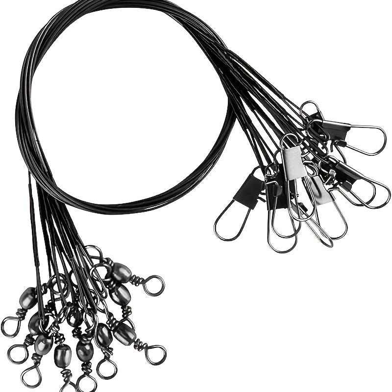 TEMU 25 piezas de de pesca, hilo de pesca de acero inoxidable con mosquetón giratorio, de de pesca de resistencia de 30 lb para pesca de superficie/,