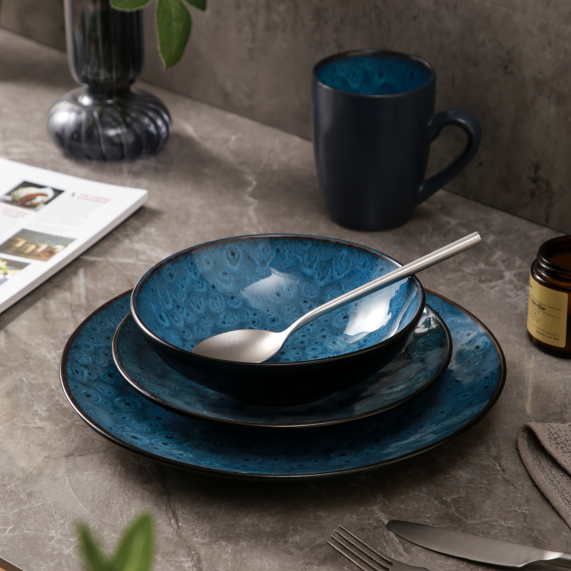 32Pcs Plates and Bowls Sets Dhnvcud Wheat Straw Dinnerware Sets for 8 Unbreakable Plastic Dinnerware Set Reusable Plates Bowls and Cups Dinnerware MALACASA 32 PCS Dinnerware Sets, Bohemian Plates and Bowls Set for