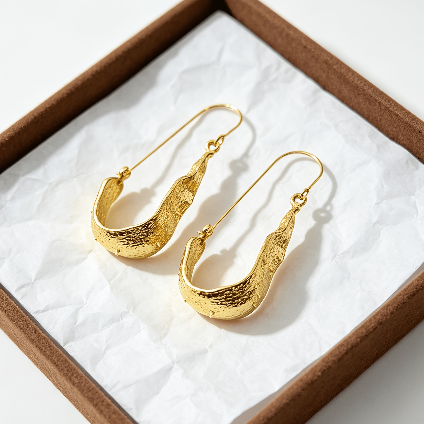 item picture 2026 new european and   light luxury irregular metal texture u shaped earrings for women high end   unique designer stud earrings