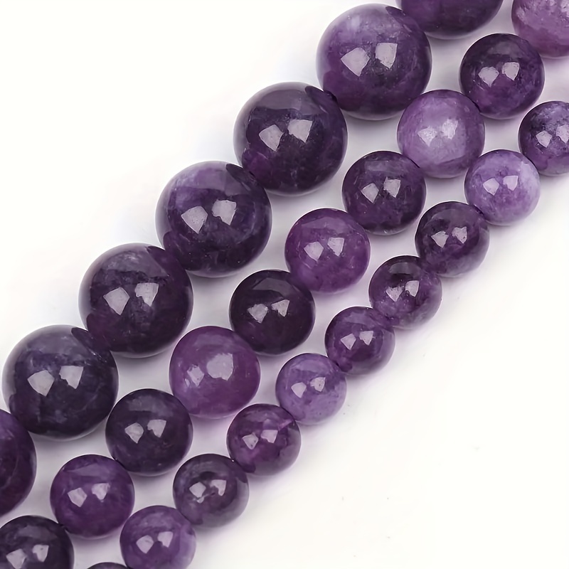 

91/61/46/36/32pcs Charming Amethyst Round Beads Loose Spaced Beads, For Jewelry Making Diy Bracelet Necklace Accessories, Ideal Choice For Gifts, 15 Inches 4/6/8/10/12mm