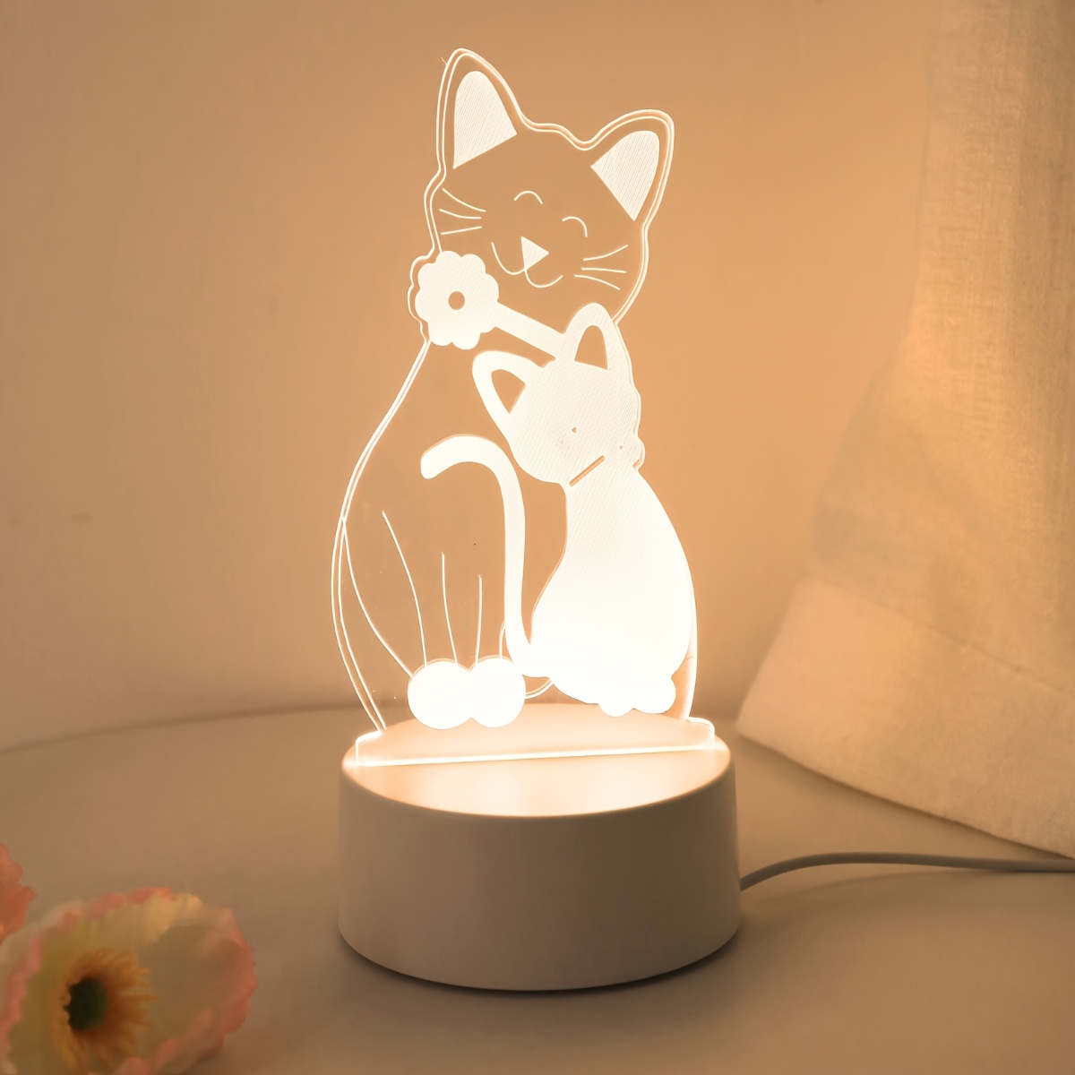 

1pc Modern 3d Hugging Cats Night Light, Usb Powered, Switch Control, Tabletop Desk Lamp, Plastic, Wall Mount, Upward Lighting, Ideal Gift For Home, Bedroom, Party, Christmas, Birthday Decor