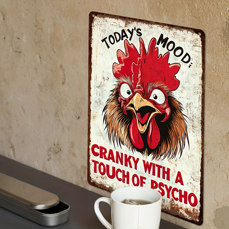 

Rustic Rooster Quote Metal Sign - 12x8" | Vintage For Home, Kitchen, Garden, Farmhouse & More | , No Power Needed