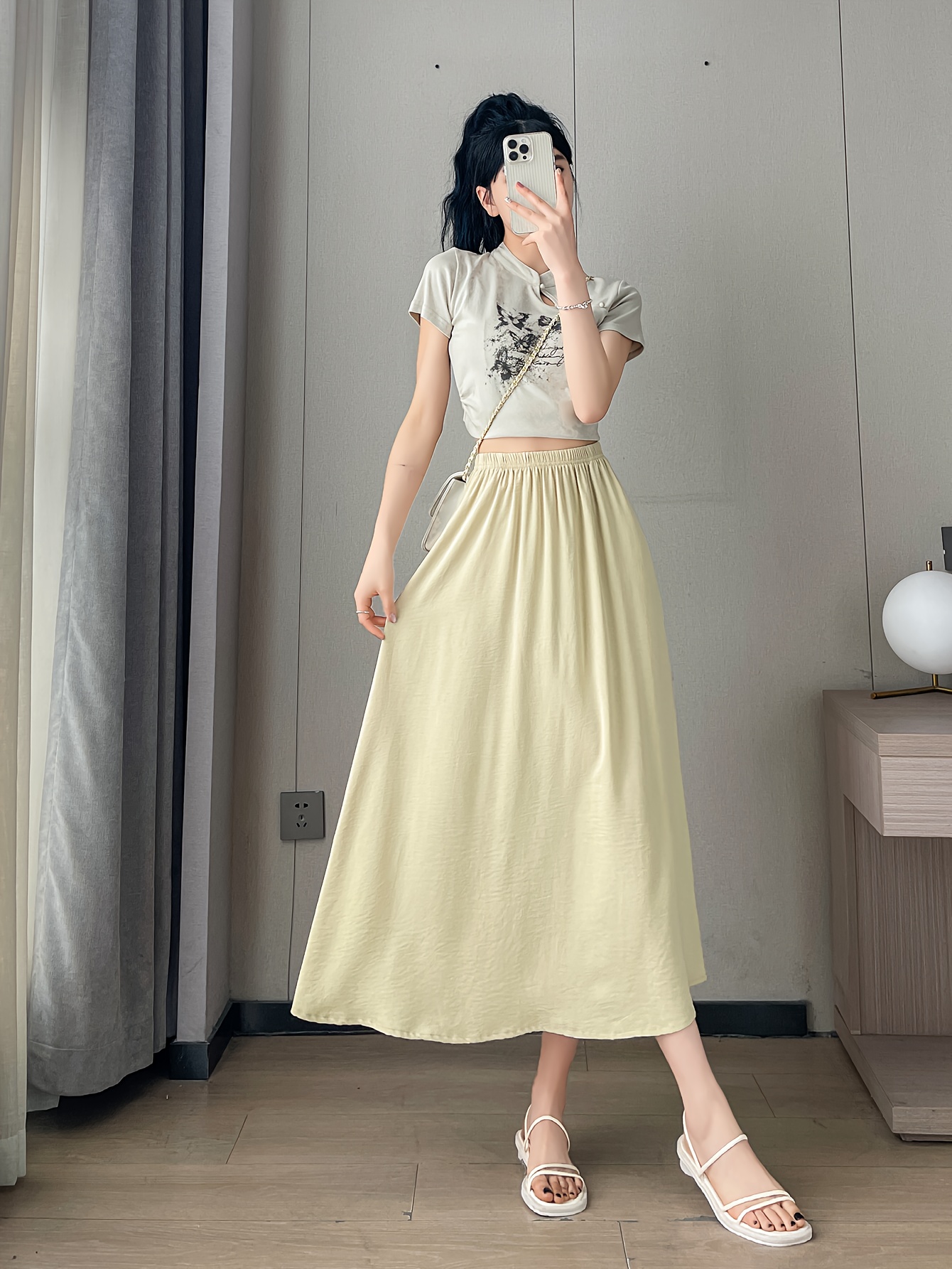 womens japanese minimalist long dress high waisted draping a - Temu Oman