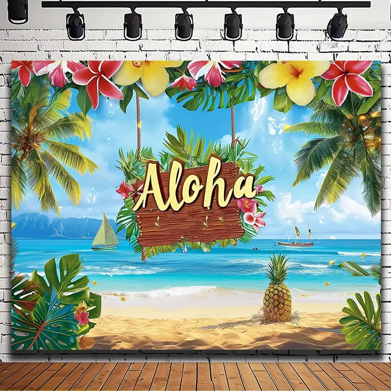 Summer Aloha Luau Party Backdrop Tropical Hawaii Beach - Temu