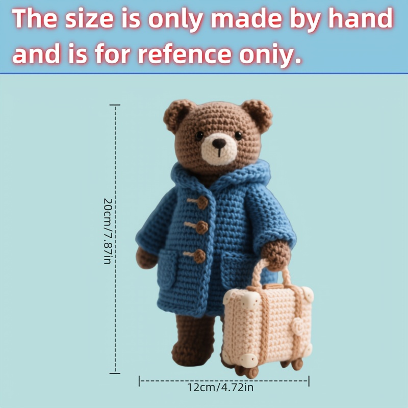 1pc cute bear crochet kit for beginners complete amigurumi plush   set with all materials yarn hook tutorial unfinished handmade knitting material pack perfect gift for kids crochet enthusiasts   decor project for adults Product details 2