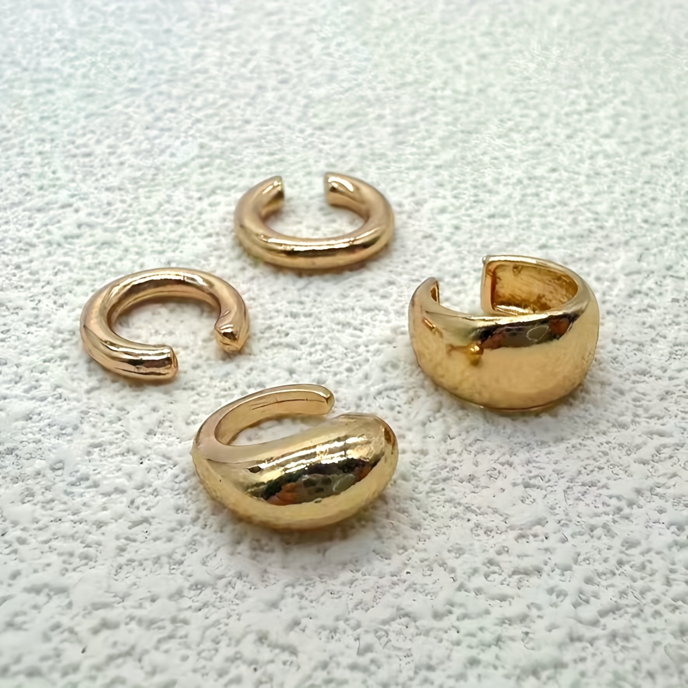 Boho Style Hoop Earrings Set Geometric C Shaped Alloy No Piercing Needed