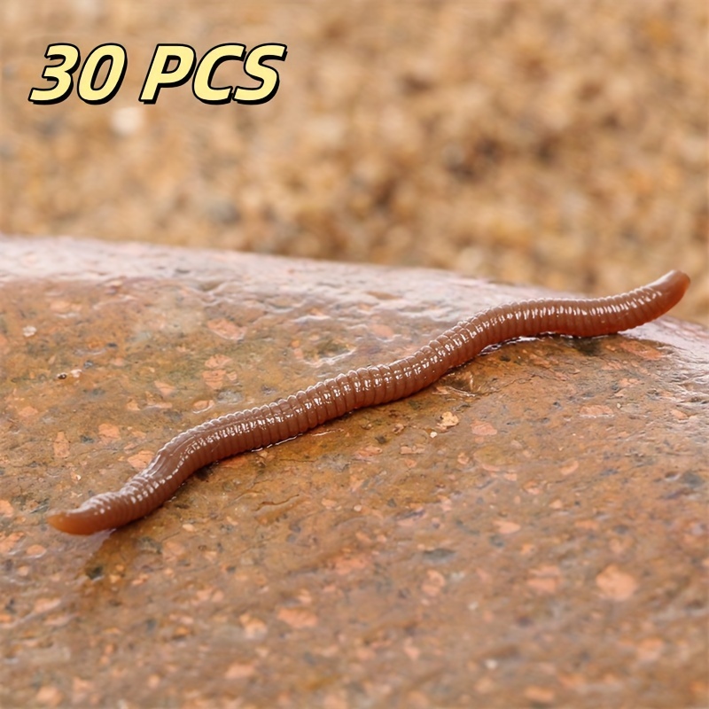 

30-Paquet de leurres de pèche en plastique de 7,5 cm, vers rouges ondulants avec odeur réaliste - Appât artificiel sans plomb pour la pèche en eau douce