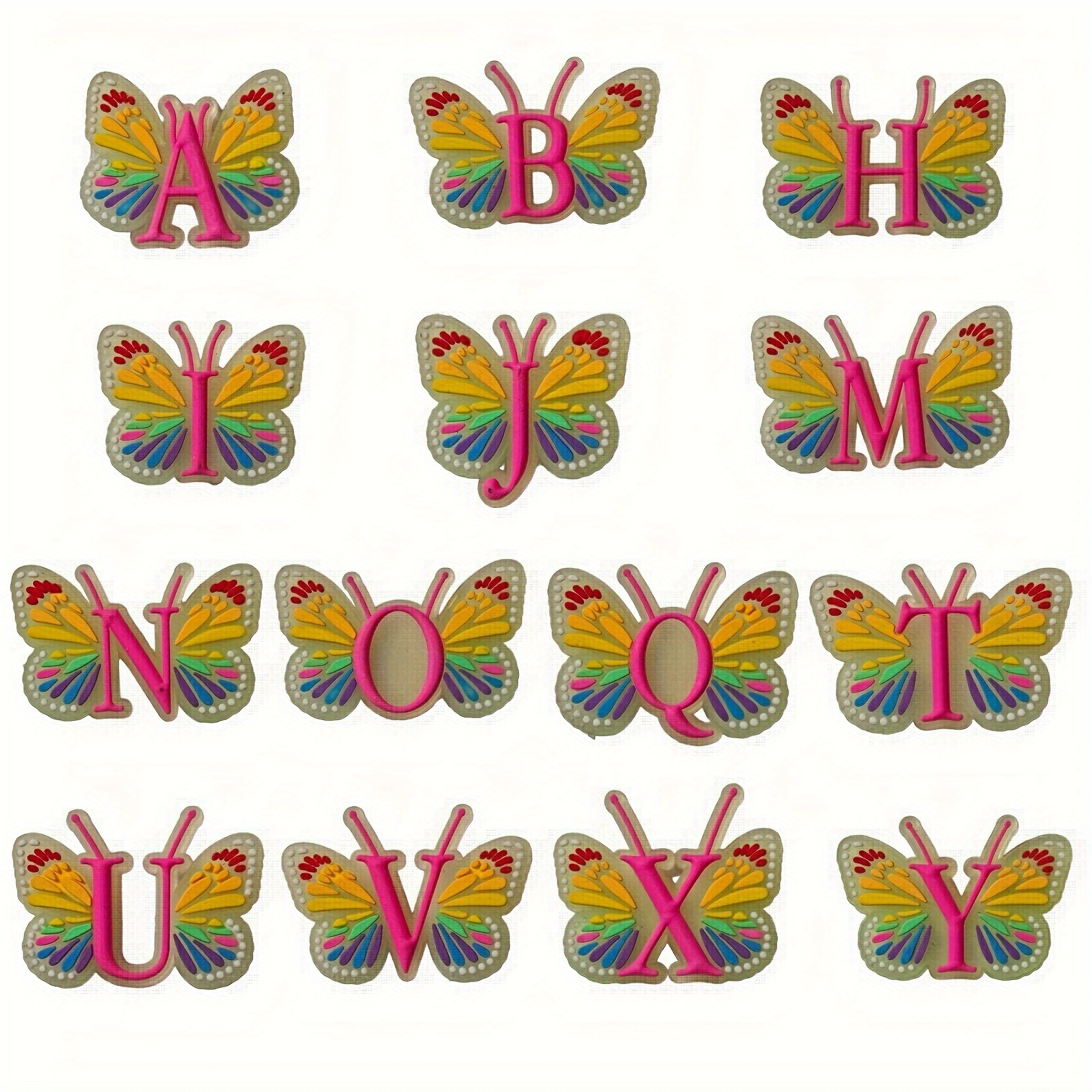 Glow in dark Butterfly Letter Shoe Charms Set Cute - Temu