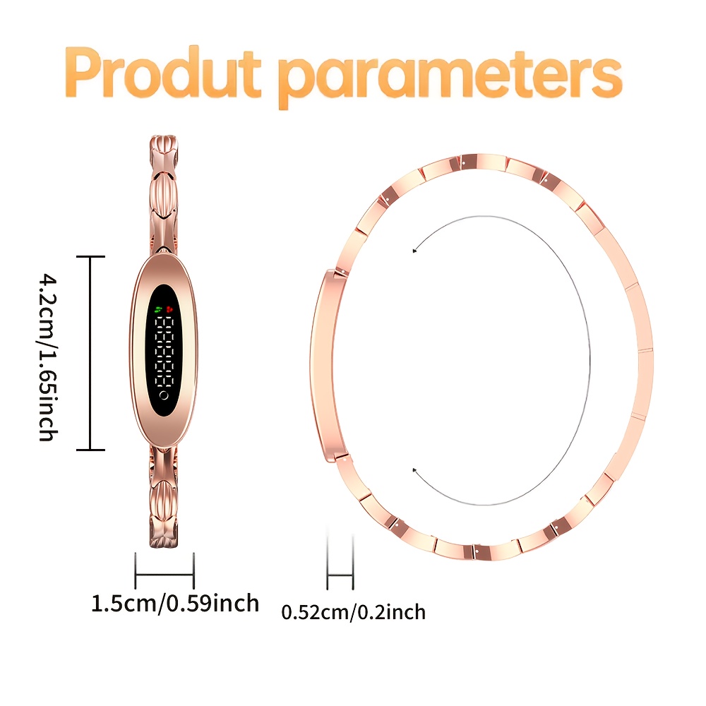 GWENLAND 1pc Smart Bracelet, Smart Band, Smart Watch, Supports Wireless 5.2, Pedometer, Sleep Monitoring, Multiple Sports Modes, Women'S Health, Remote Photography, Metal Watch Band, Women'S Additions, USB Charging - Image 2