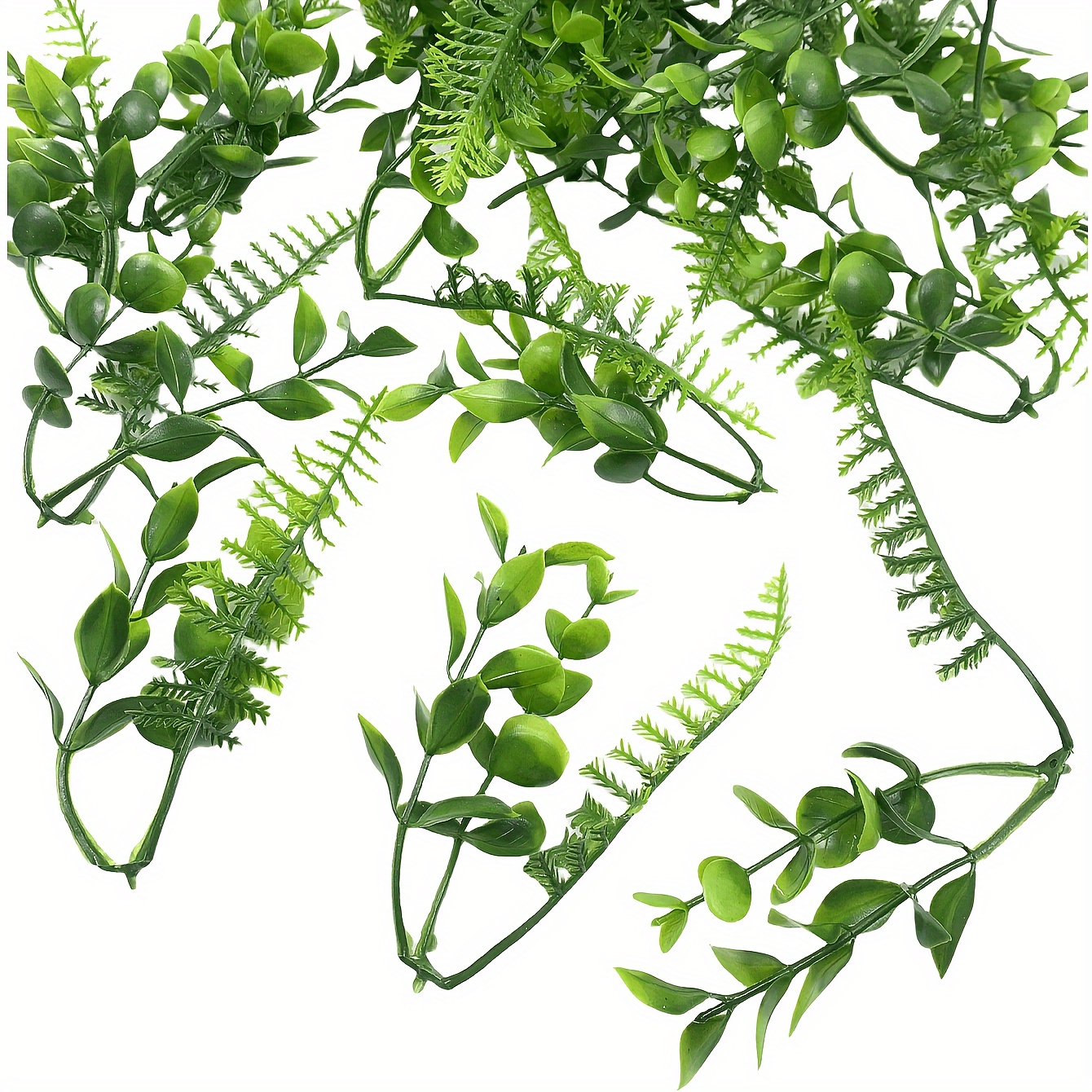 

20 Pack Artificial Eucalyptus With Fern Leaves, Plastic Faux Greenery For Diy Bouquets, Home Decor, Tabletop Holiday Arrangements - Christmas, , Hanukkah, Thanksgiving, - No Container