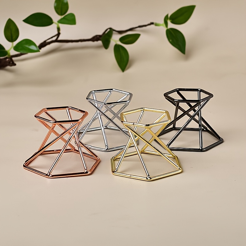 TEMU 4 pezzi Supporto per di Geometriche Bohemien | , Rosa Elegante Supporto per Esposizione in Ferro per Decorazioni Casa & Ufficio, Regali Ideali